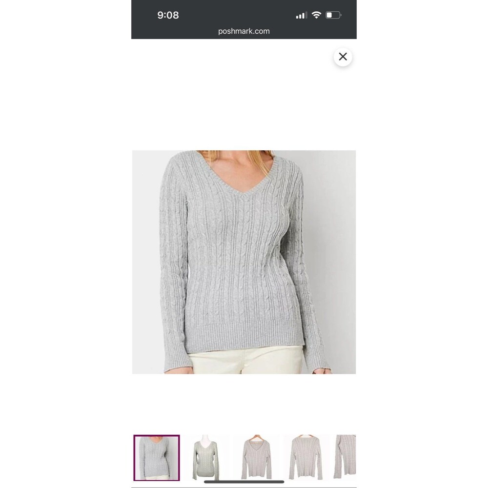 Grey sweater cable knit cotton